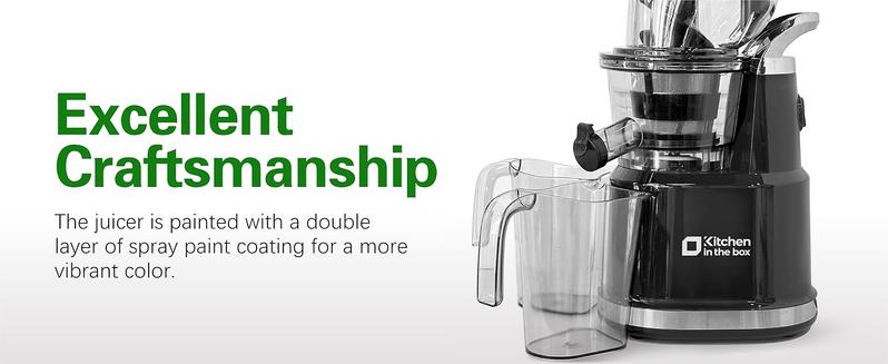 Kitchen in the Box Cold Press Juicer | Slow Masticating with 3.3" Large Feed Chute for Whole Fruits & Veggies | High Yield | BPA-Free Kitchen in the Box Cold Press Juicer | Slow Masticating with 3.3" Large Feed Chute for Whole Fruits & Veggies | High Yield | BPA-Free
