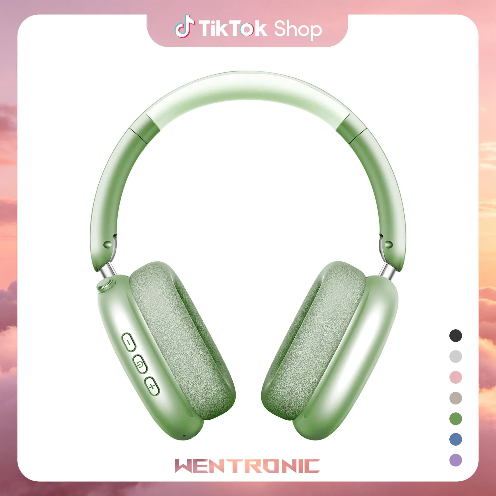WENTRONIC Y01 Over-Ear Wireless Bluetooth Headphones - Active Noise Cancellation (ANC), 3.5mm Jack, Memory Function, 48H Playtime, Hi-Res Audio, Fold for Travel, Memory Foam Earpads, Built-in Mic, iOS/Android Compatible, Father's Day Gifts, Wireless Headp