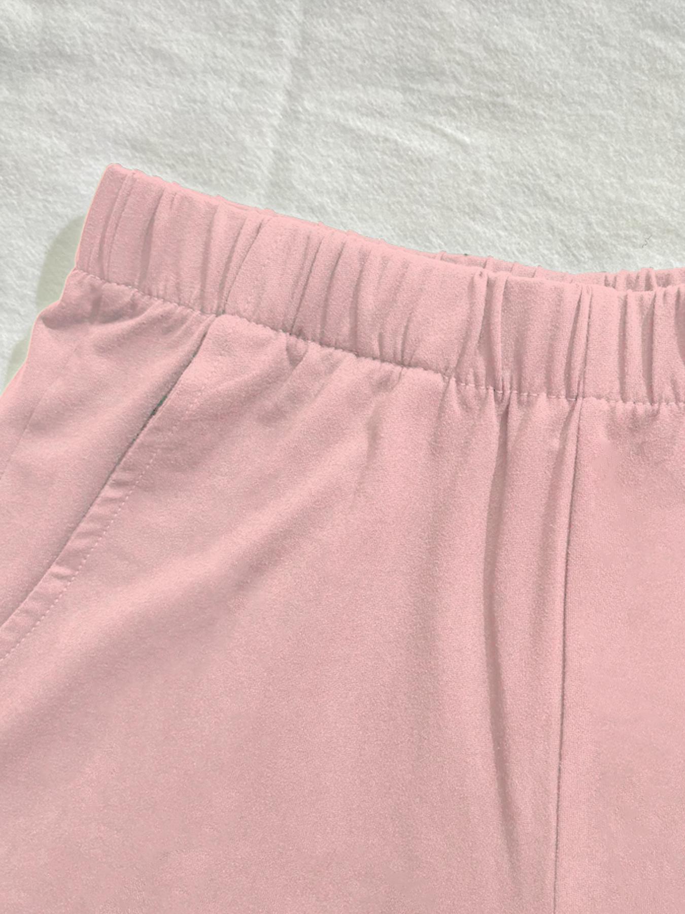 Plain two-piece set, plain typical Western hot girl style casual two-piece set, typical Western hot girl style casual two-piece set, plus size loose's clothing, crew neck T-shirt short sleeve   shorts set, comfortable casual fashionable elegant