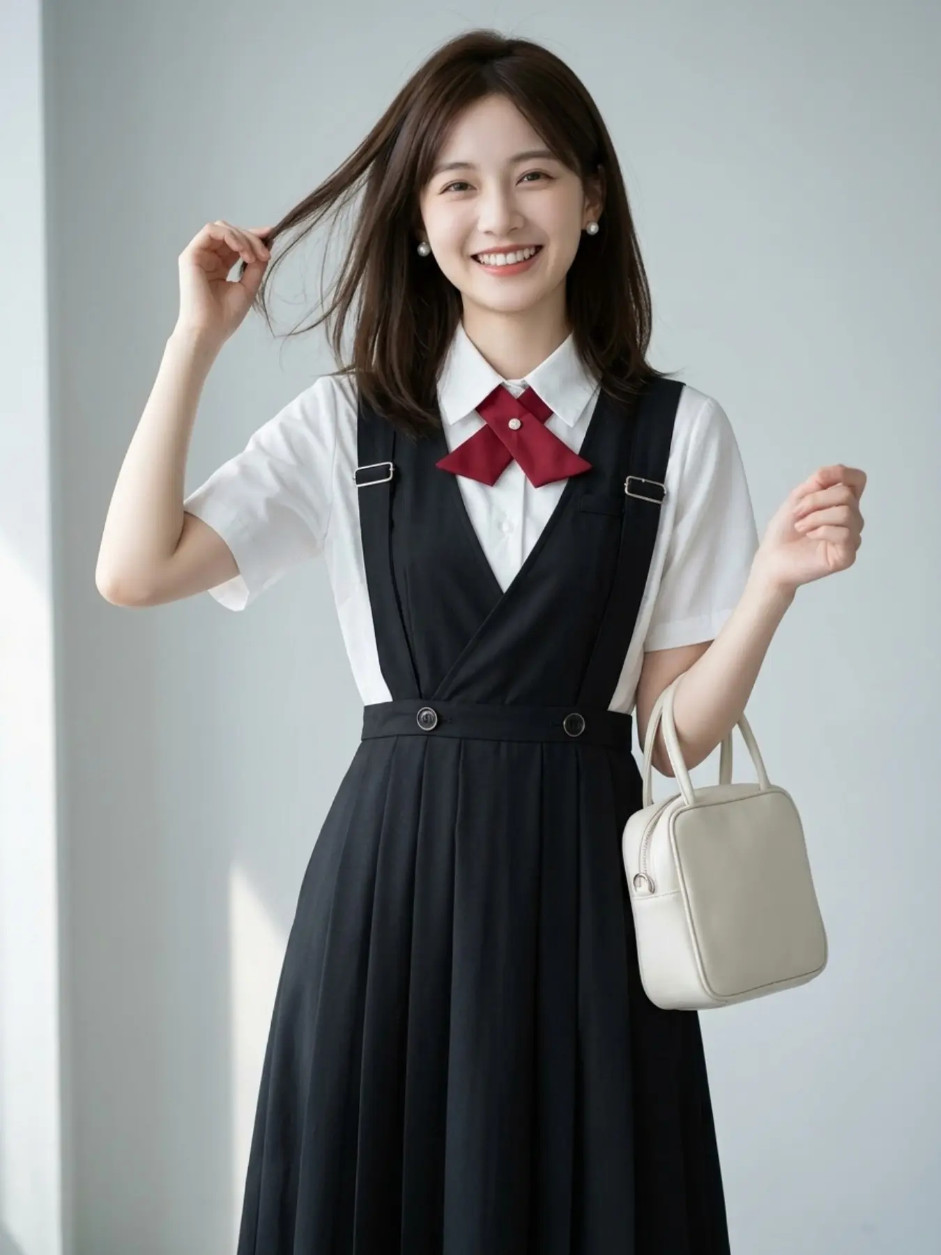 Nursing Braided Skirt Chain Jk Uniform Suit Nursing Skirt Pleated Skirt College Style, Long Slim-Fitting Solid Pattern Spring Fall
