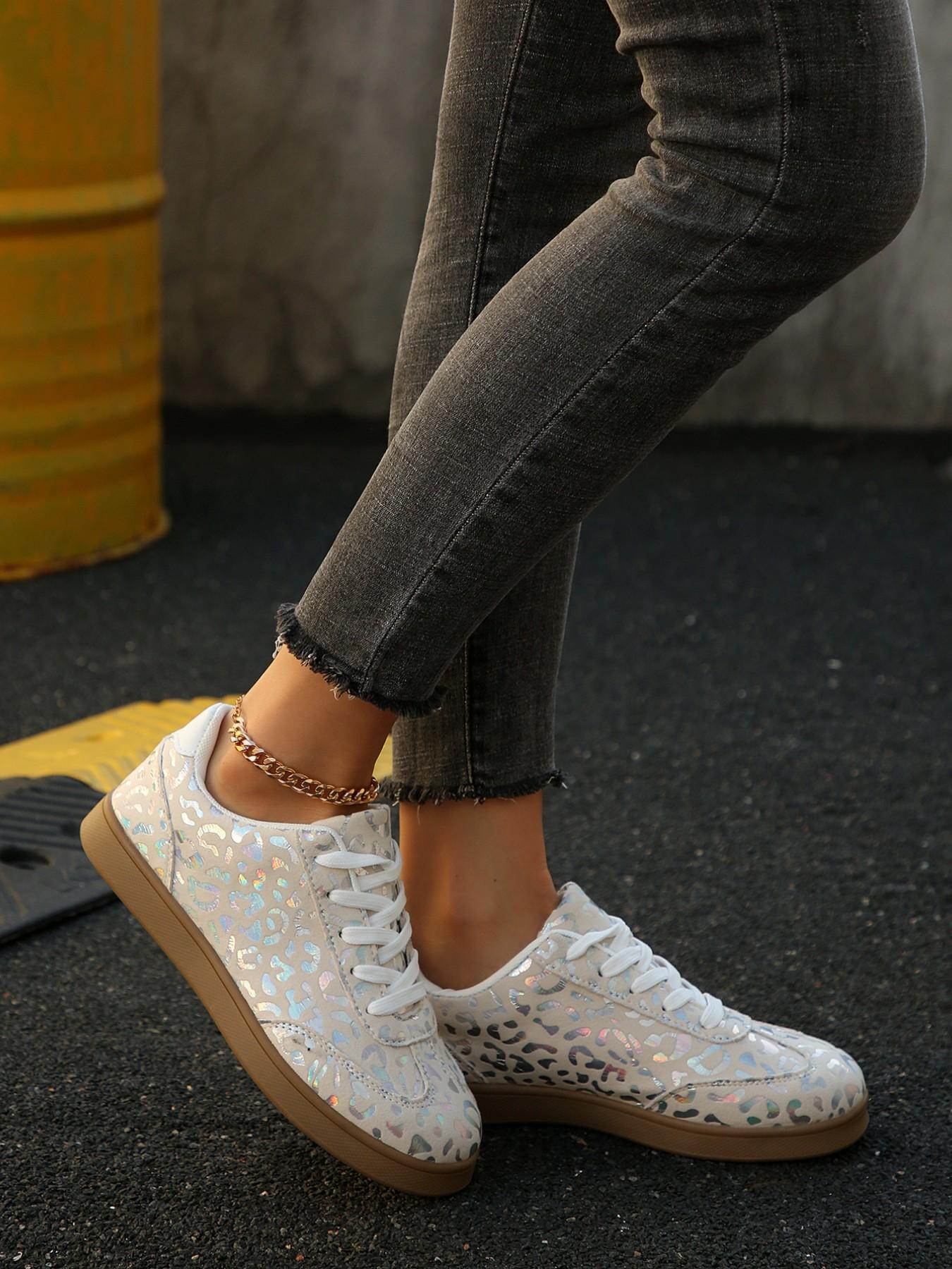 Leopard Print Derby Shoes for Women, 2026 New Vintage Rubber Sole Casual Sneakers, Versatile Shoes for Students