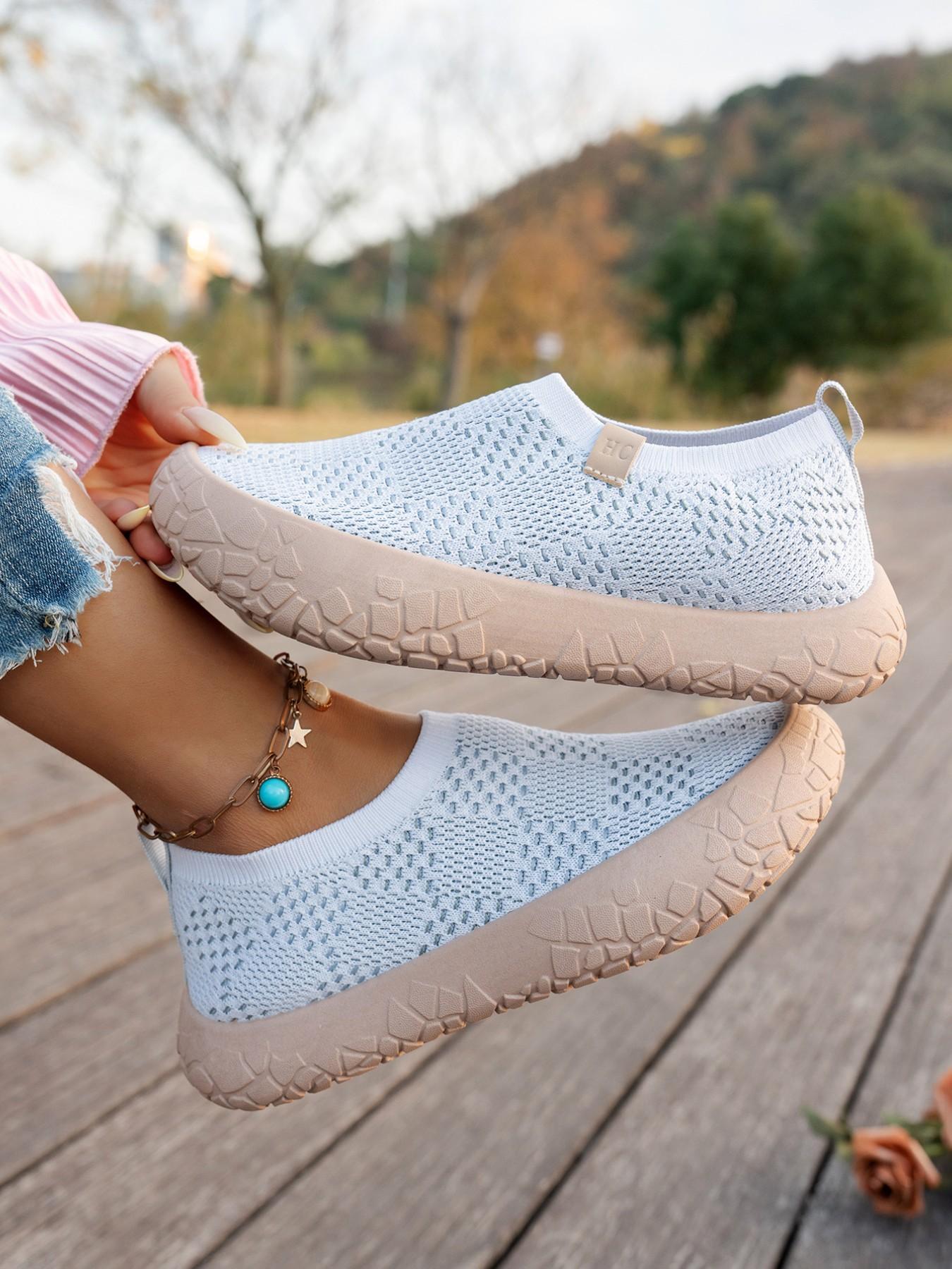 Women's Spring & Fall Breathable Slip-On Comfort Lightweight Walking Shoes, Soft Sole Casual Sports Sneakers, Lazy Style Ladies Footwear, Trendy Walking Shoes, Soft Bottom Shoes