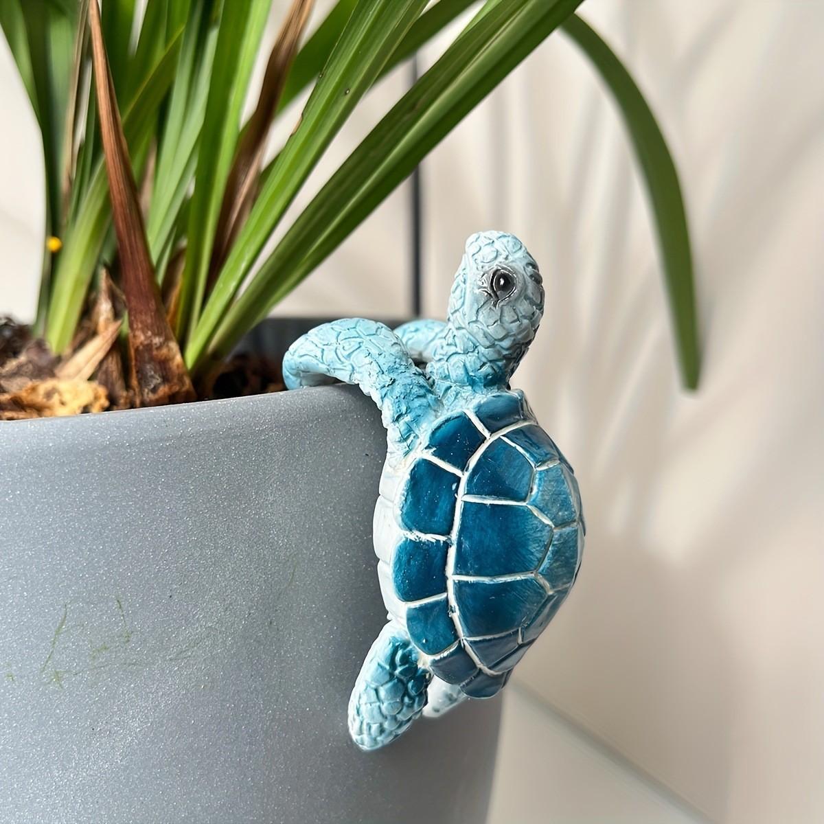 1pc Ocean Animal Turtle Resin Sculpture Decor, Garden Courtyard Planter Hanging Decoration, Resin Craft Art Piece