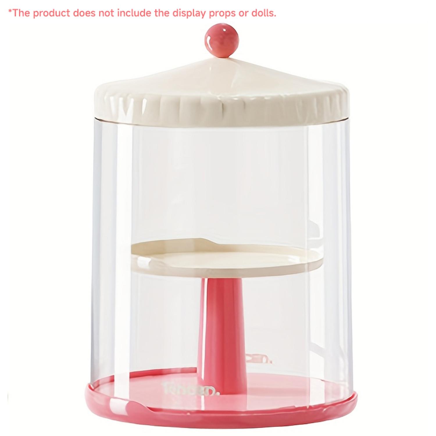 Handheld Doll Display Case, 360-Degree Rotating Base, Stackable Collectible Figurines Storage Box, Watch Jewelry Showcase, Collectible Organizer