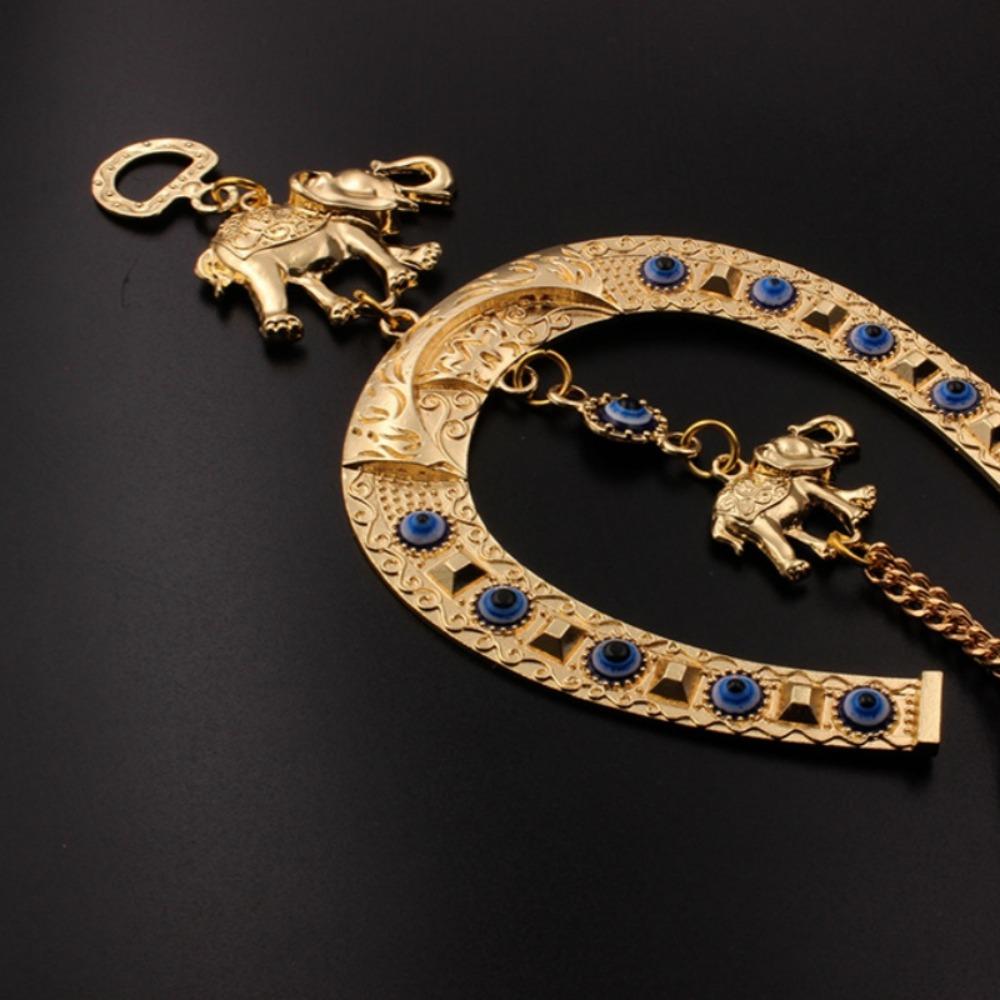 Elephant & Eye Design Hanging Decor, 1 Count Creative Wall Hanging Ornament, Wall Hanging Decor for Home Living Room Bedroom, Golden Hangable Decoration, Boho Decoration