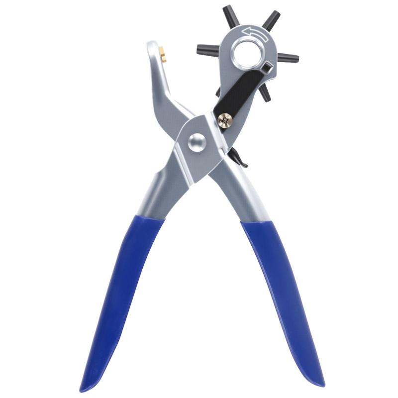 Heavy-Duty Manual Leather Hole Punch Tool - with 6 Hole Sizes , Non-Slip Grip - for Belts, Watchbands, Shoes, Leather Crafting - Professional & Home Use - No Electricity Needed - Red Punch Pliers, Shoe Repair, Compact Design, Sturdy Build, DIY Hobbyists