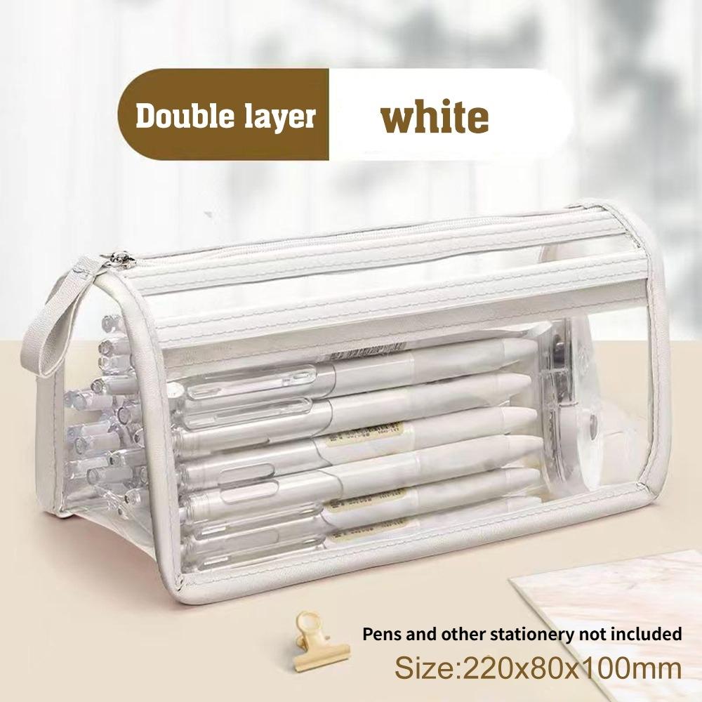 Large Capacity Pencil Case, PVC Transparent Zipper Storage Bag, Portable School Supplies and Cosmetic Bag, Suitable for Office Travel