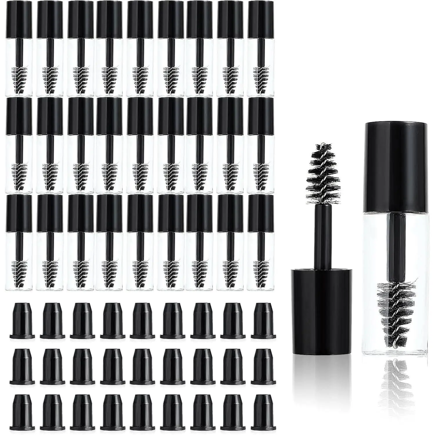 27Pcs 3ml Empty Mascara Tubes with Eyelash Wand, Mini Refillable Eyelash Cream Container Bottle for Castor Oil Eyelash Growth, Perfect Packing Tube for Home and Travel