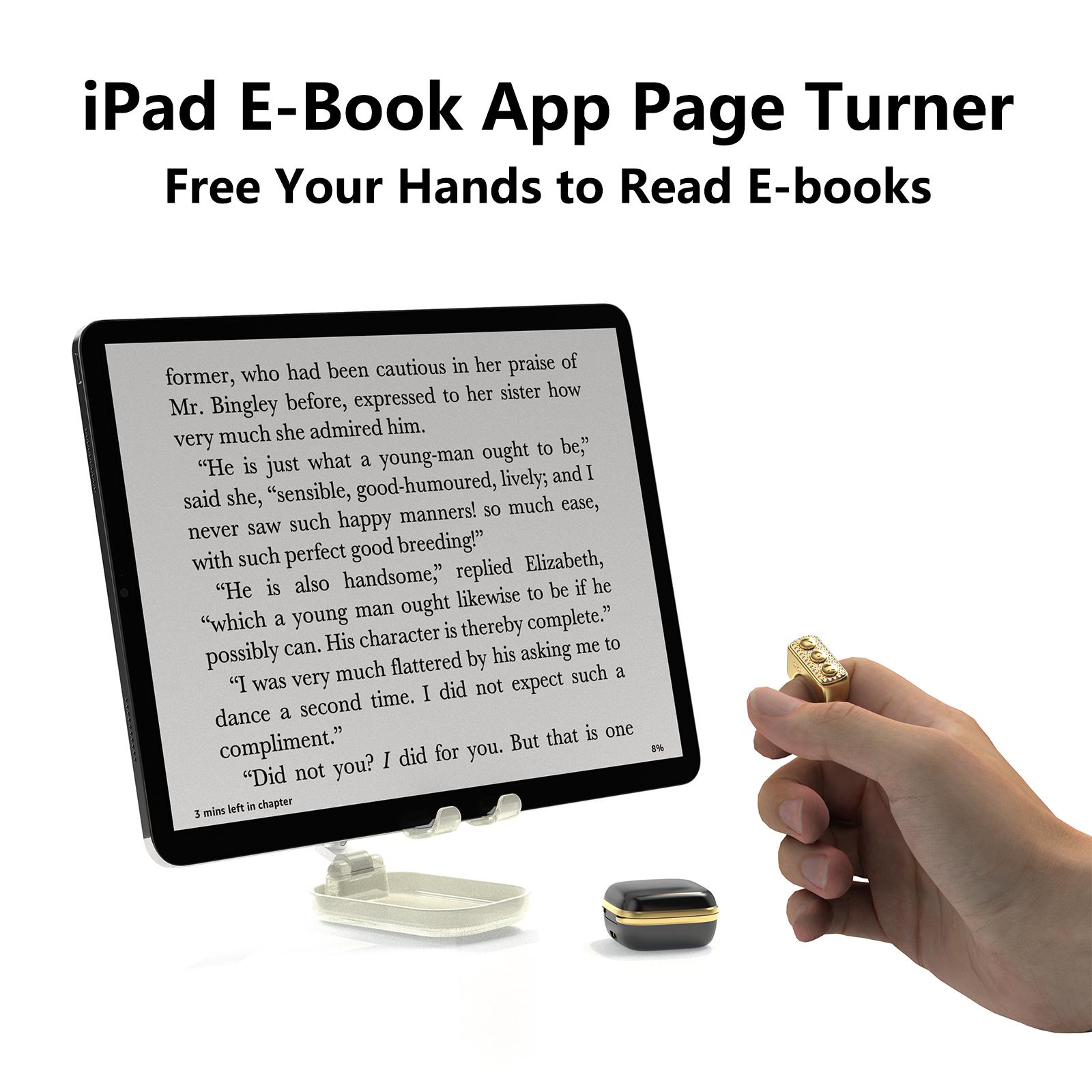 Xring Scrolling Ring Remote Control Ring with Rhinestones,Phone Ebook APP Page Tumner (Not for Kindle Device), Bluetooth Phone Remote for Camera Selfle,Smart Ring for iPhone, iPad, Android, Gold