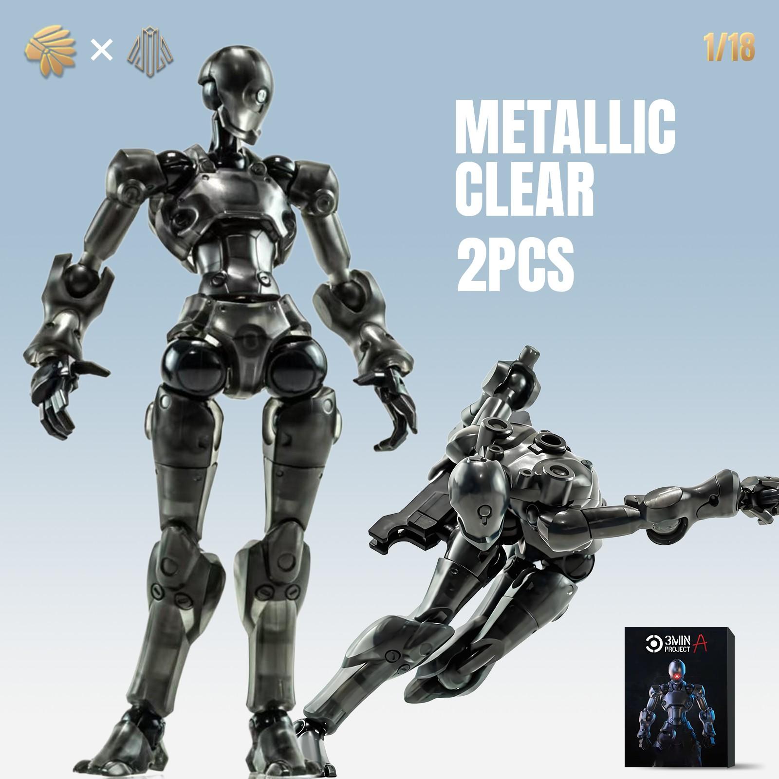 High-End 1/18 Scale Mecha Super Flexible Model Kit, 9.6cm Pocket Robot Assembly, High Precision DIY Mecha, Includes Metal Transparent
