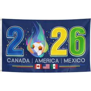 🔥American Canada Mexico Host Country Football Supporters Banner World Cup Flag 2026 3 * 5 Feet Yard Sign Garden Outdoor Flag Soccer Merchandise Decorations Accessories,Great Soccer Fans Gifts