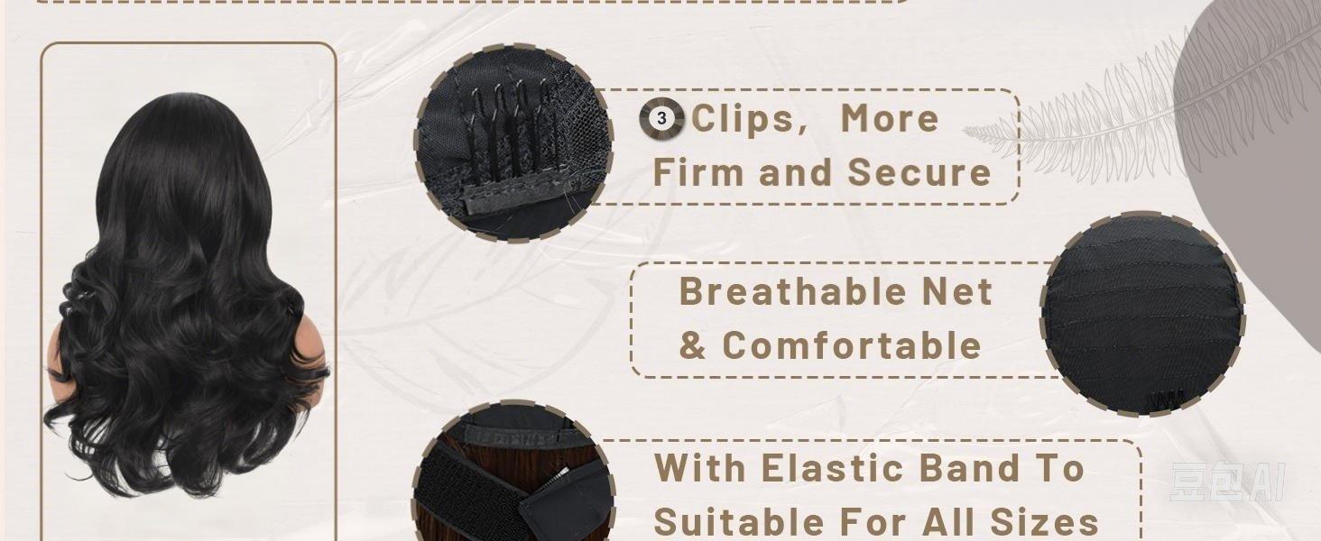 Wear and Go Body Wave Headband Wig Synthetic Wavy Wig for Black Women Glueless Wig with Headband Attached Heat Friendly 22 inch