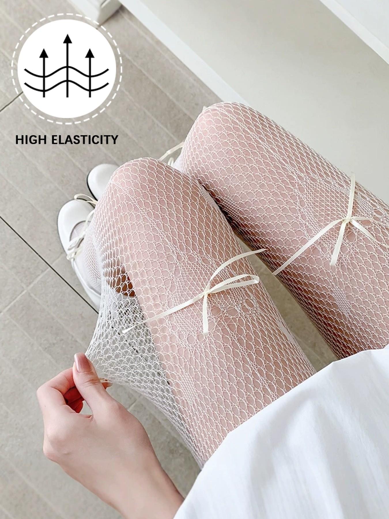 Lolita Pure Desire Spring Summer Thin Bow Stocking Socks, Anti-Pilling Silk Socks, Sexy Mesh Socks, Fitted Style