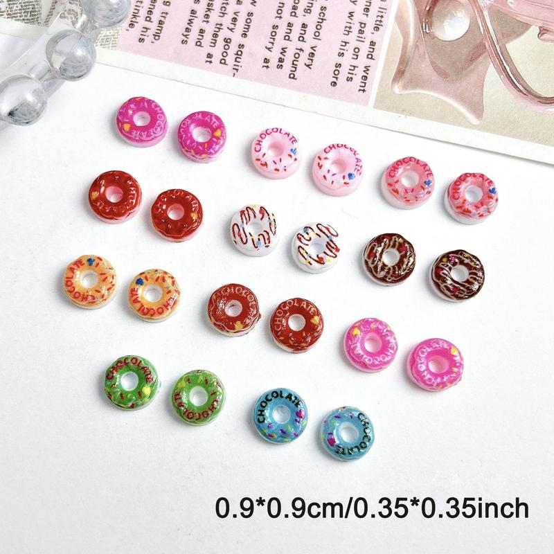 100PCS Luminous Simulated Donut Nail Charms 3D Resin Colored Flatback Donut Nail Art Supplies DIY Pendant Press-On Nails Nail Art Design