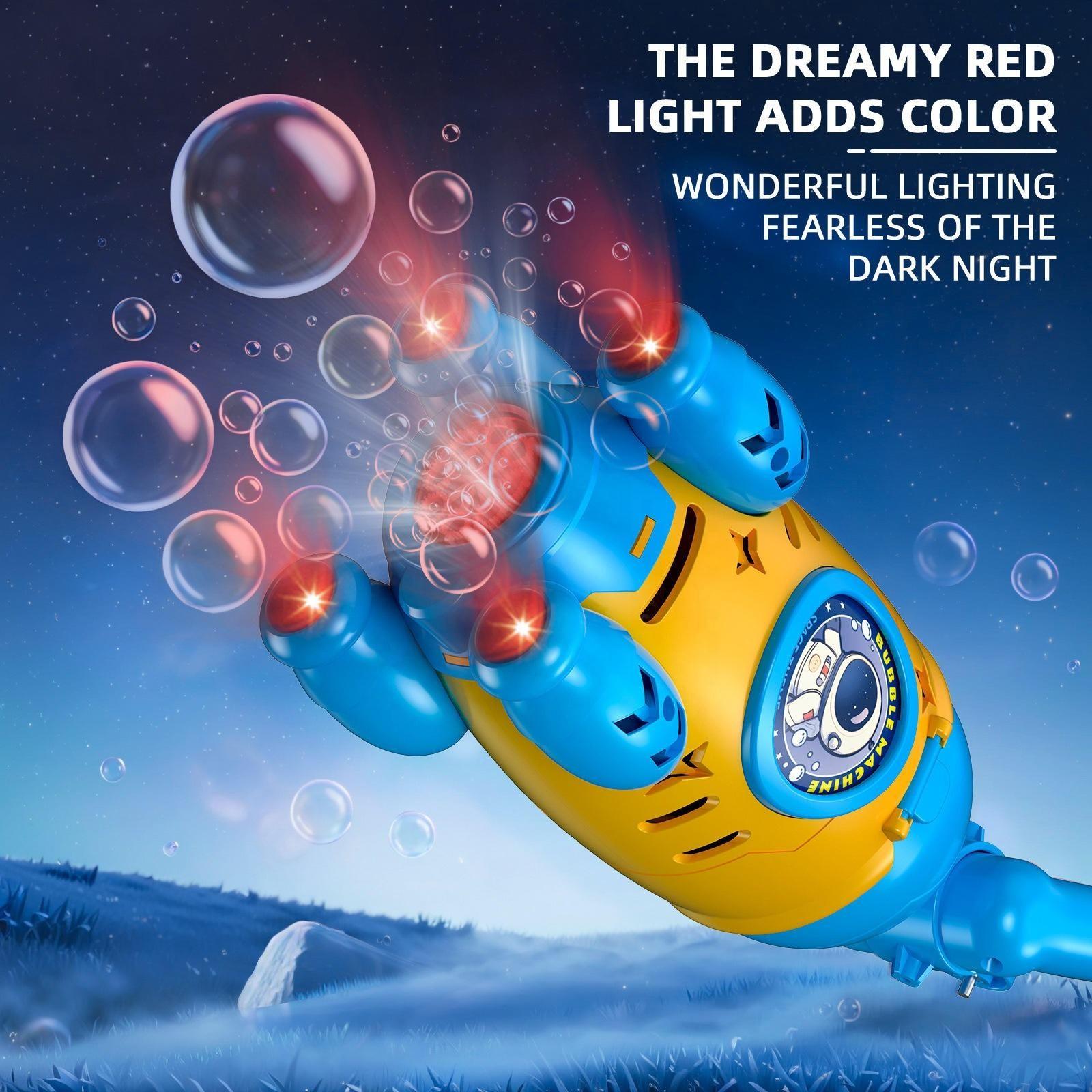 Rocket Car Bubble Machine Bicycle Electric Fully Automatic Rechargeable Kids Outdoor Toy Boy Girl, LED Light, Includes 50ML Bubble Liquid