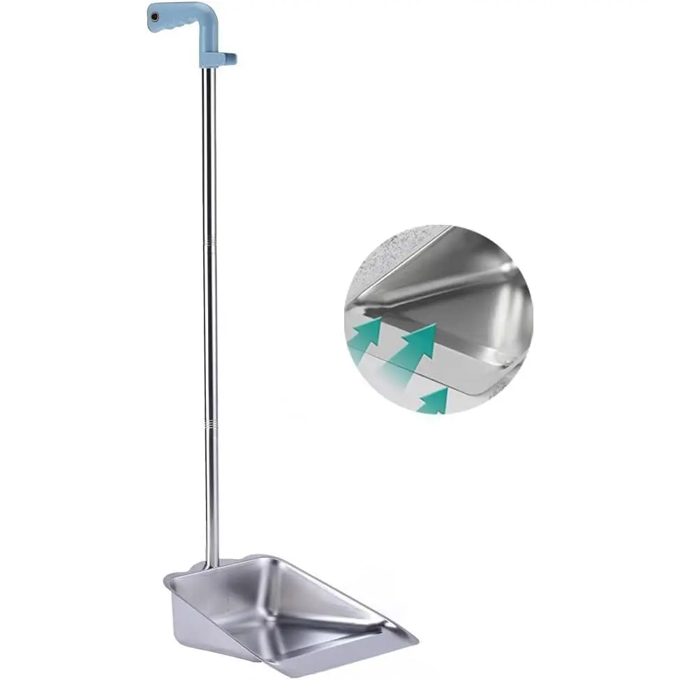 Metal Upright Dust Pan with 35" Long Handle, Heavy Duty Stainless Steel Stand Up Dustpan for Lobby, Garage, Home & Yard (Dustpan Only)Gift