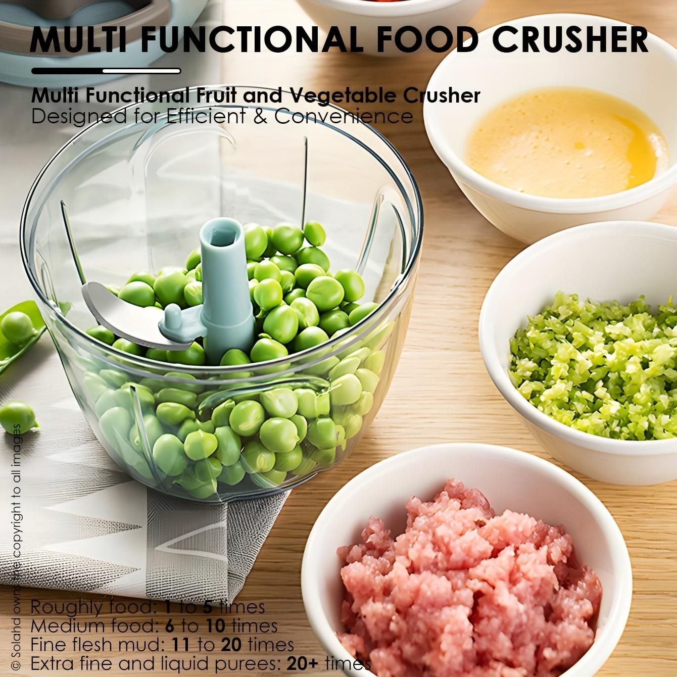 Manual Food Processor and Multi-Function Chopper, Vegetable Chopper Tool, Durable Plastic, Easy Pull Cord Design, Ideal for Slicing Onions Garlic Vegetables Fruits Nuts Herbs