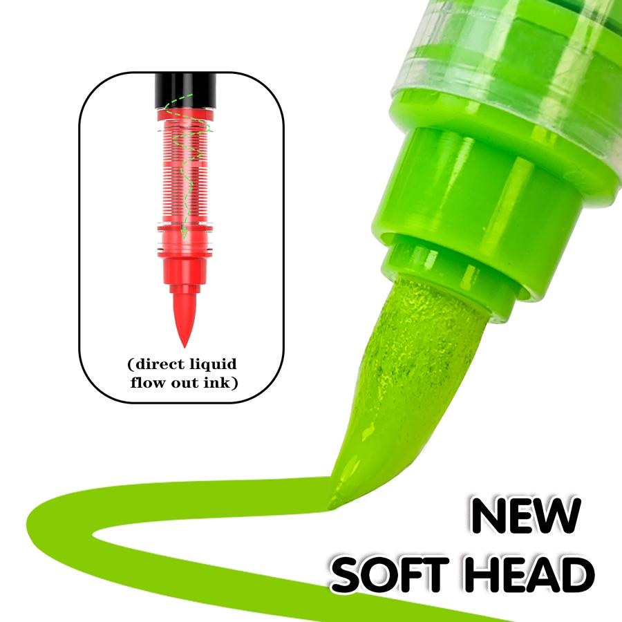 Acrylic Marker Pen Set, 1 Set Waterproof Soft Brush Markers Set, Flexible Tip Marker Pen for Glass Stone Wood Plastic Paper #TOP PICKS