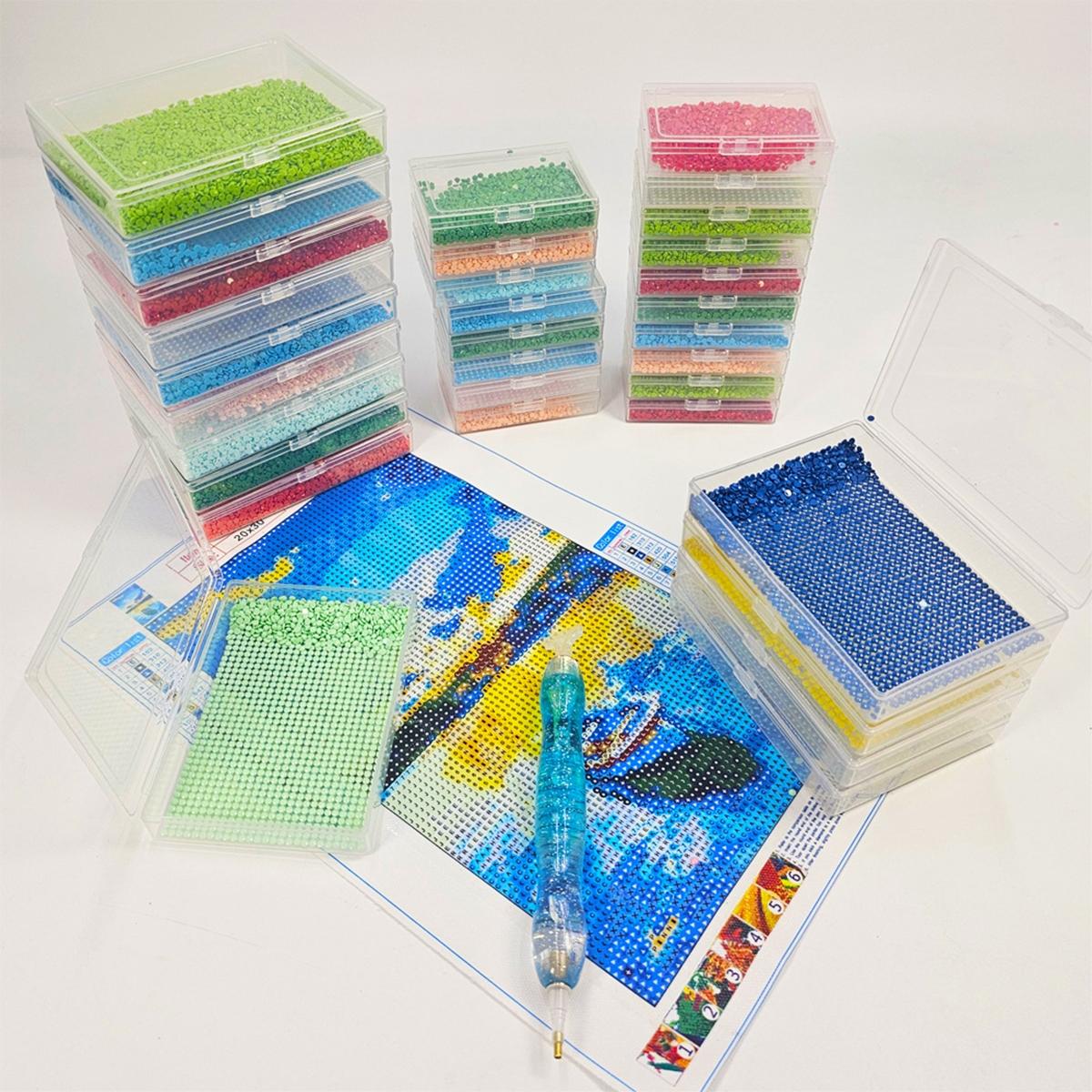 Diamond Painting Storage Containers, 15/30/45 Grid Art Organizer Tray with Lid, Bead Storage & Organization Box, Cloud Design Bottom, Diamond Art Tools