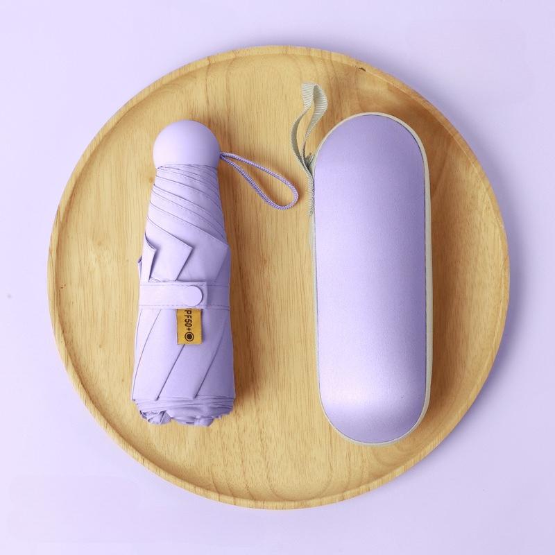 Mini Capsule Sun Umbrella UV Protection Portable Lightweight Pocket Parasol Small Compact Folding Umbrellas Travel Essentials Summer Outdoor Cute Aesthetic Pastel Colors Rainy Day Handbag Gift