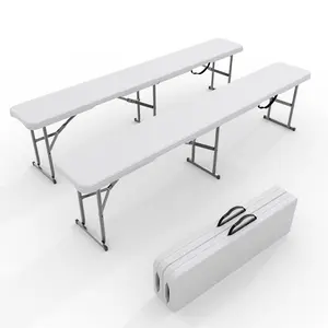 6 FT Portable Folding Bench, HDPE Seat with Metal Frame, Multipurpose Chair for Camping, Garden, Patio & Events