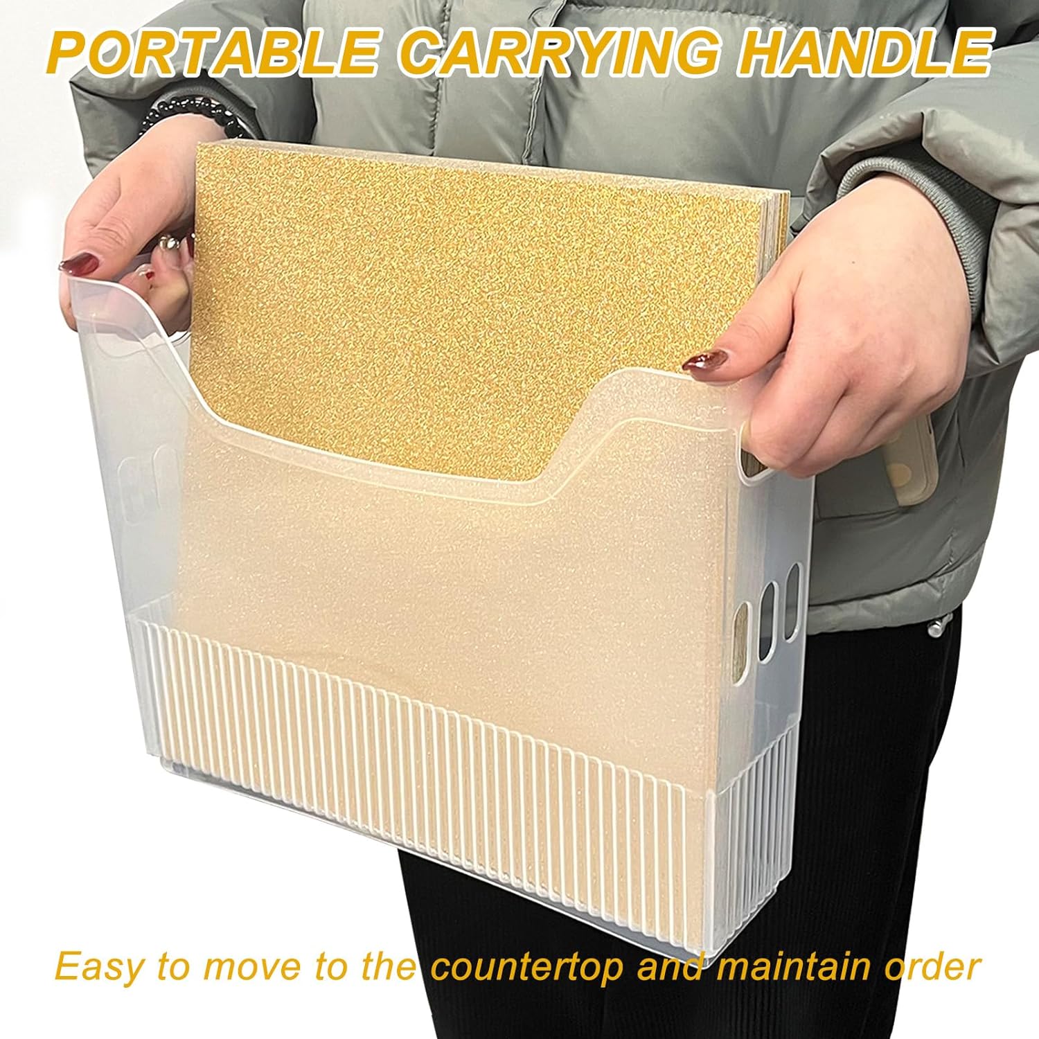 2pcs Storage Organizer,Scrapbook Paper Storage with Wheels,Plastic Portable Scrapbook Storage Bin for Scrapbook Papers,Cardstocks,Doc