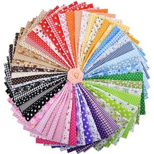 56Pcs Cotton Fabric Bundles, Floral Plaid Polka Dot Quilting Fabric for DIY Sewing Craft
