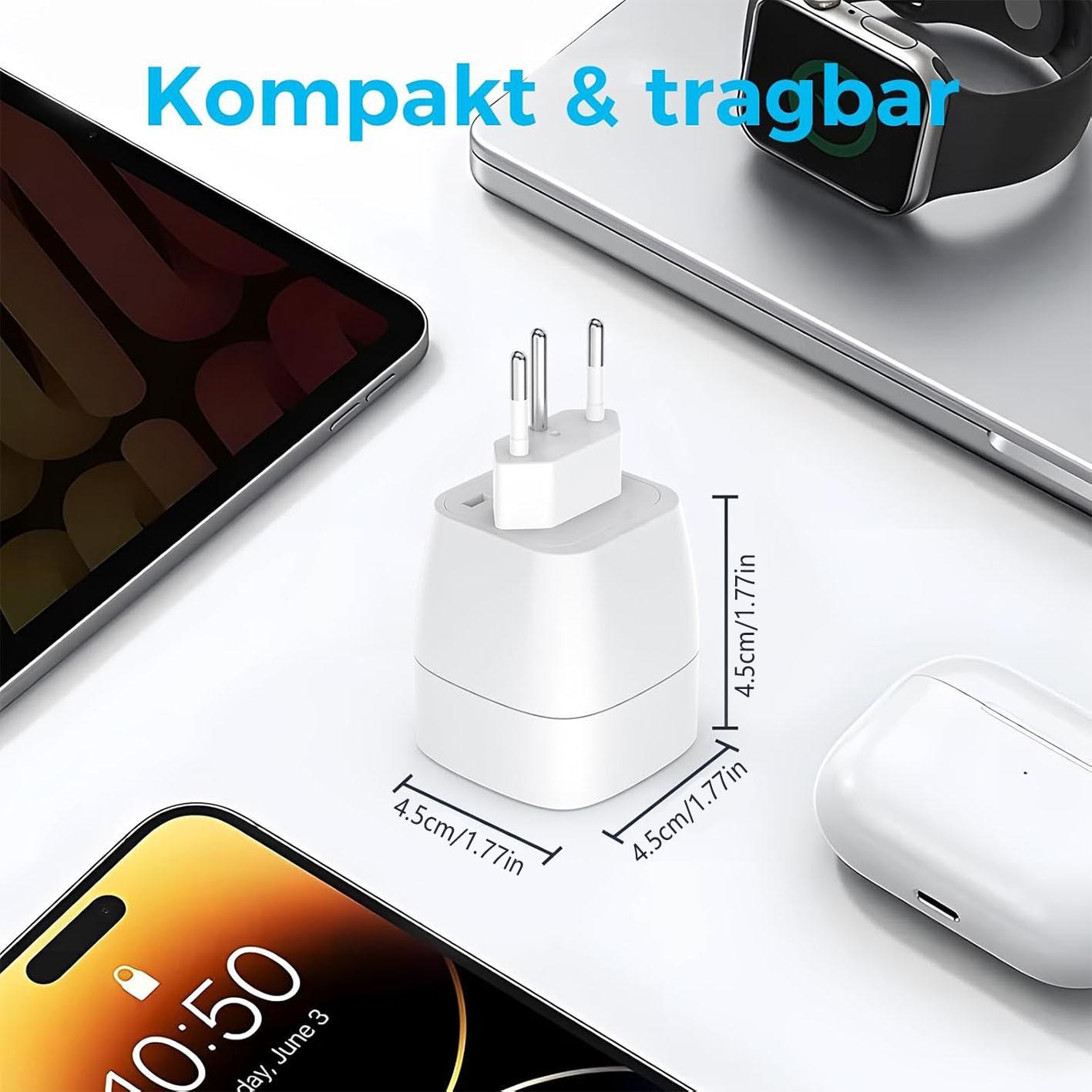 Travel Power Adapter Converter J-Type to E/f-Type, Compact Lightweight Design, Easy to Carry, Socket Adapter for Switzerland/madagascar/liechtenstein