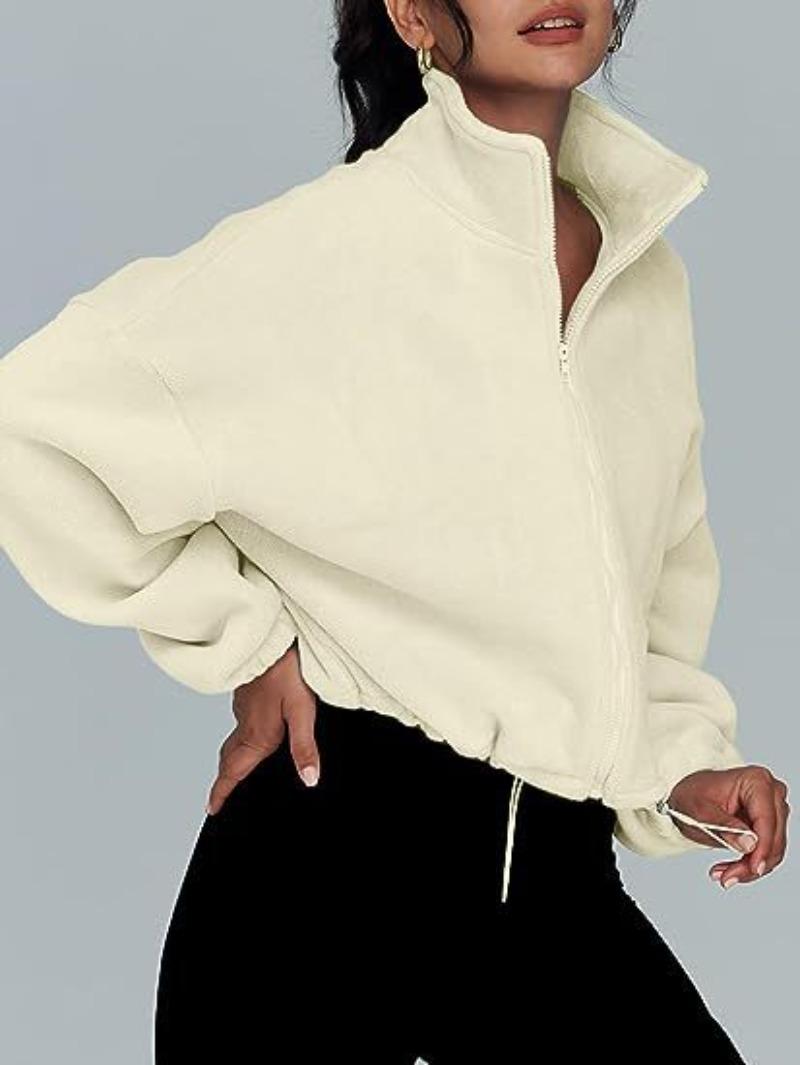 Women's Fleece Sports Jacket - Female Stand-Up Collar, Breathable, Zippered, Hand-Washable Outdoor Outerwear