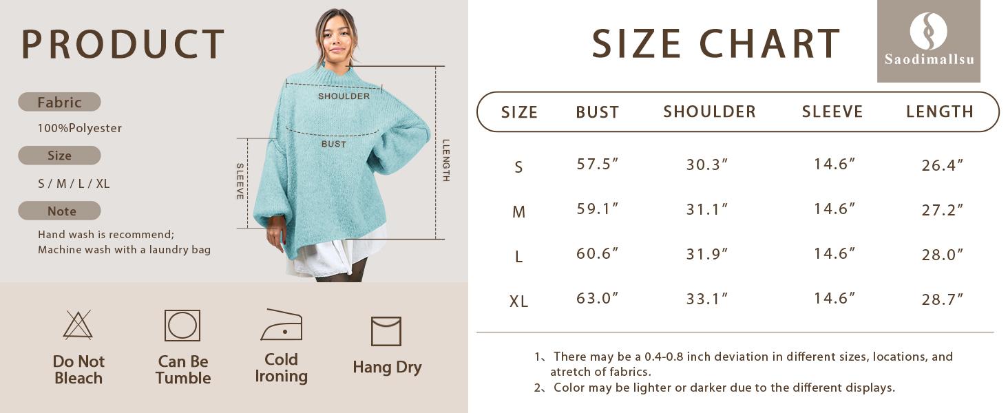 Saodimallsu Womens Oversized Sweaters Mock Neck Batwing Long Sleeve 2025 Fall Trendy Ribbed Knit Casual Tunic Chic Pullover
