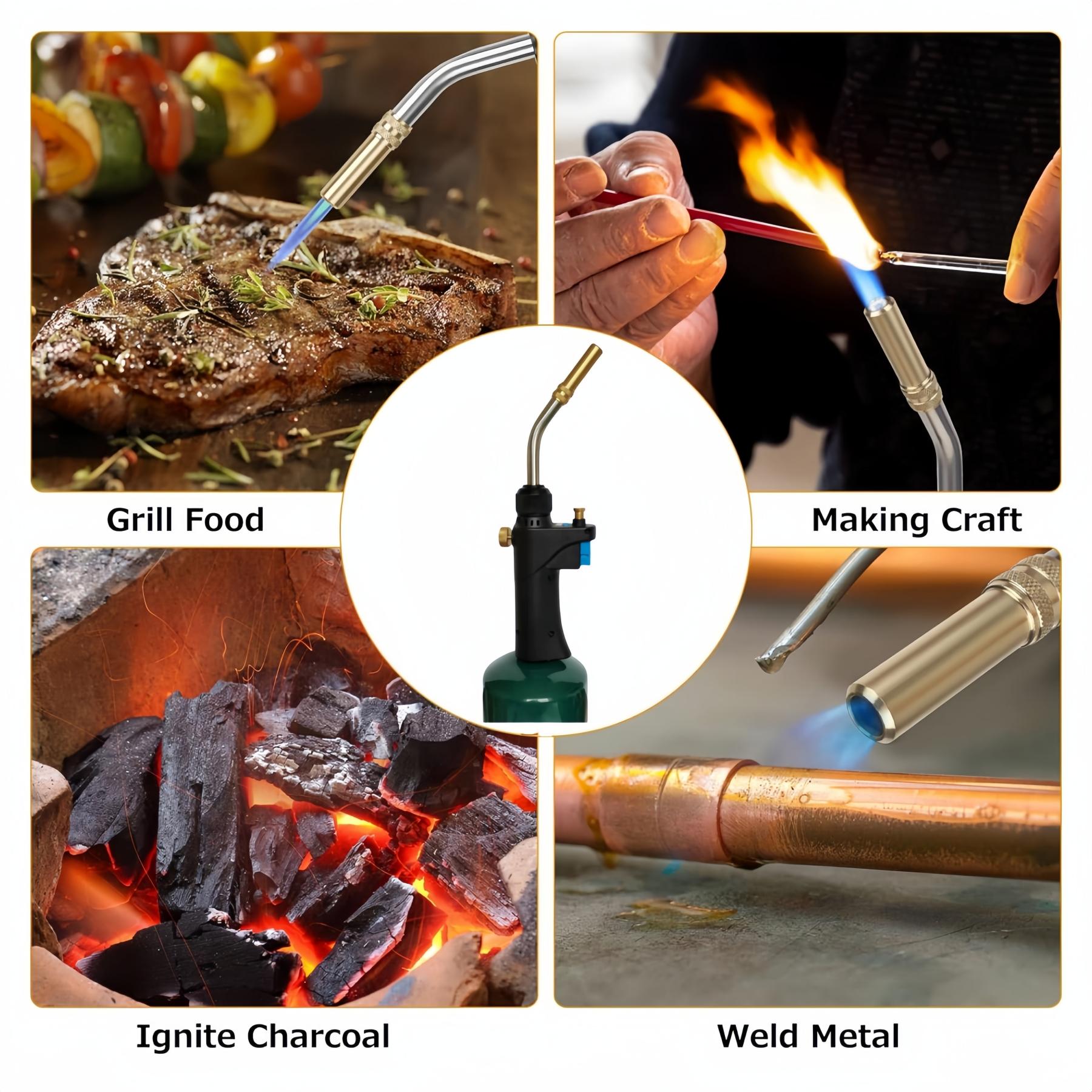 Propane Torch Head with Ergonomic Handle, Portable Trigger Start Gas Torch, Mapp Propane Map Gas Burner, Welding Soldering Ignition Cooking（Fuel Not included）