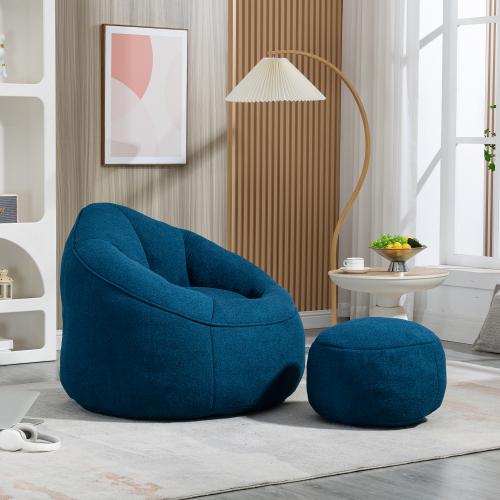 [Bellemave]Bedding Bean Bag Sofa Chair High Pressure Foam Bean Bag Chair Adult Material with Padded Foam Padding Compressed Bean Bag With Footrest