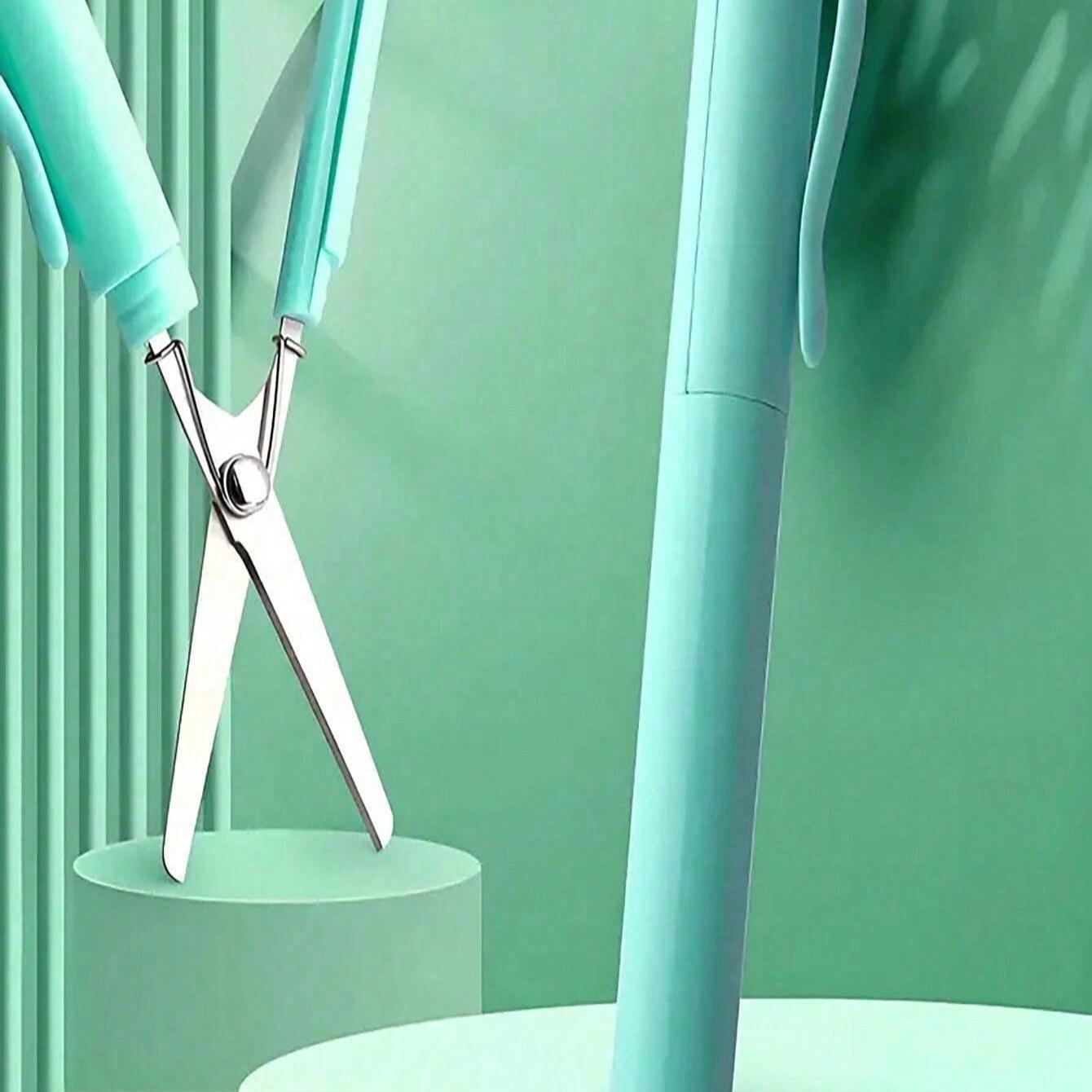 Two-In-One Folding Scissors Creative Stationery Mini Foldable Student Art Scissors Portable Convenient Multi-Functional Creative Projects Office School Use Compact Design