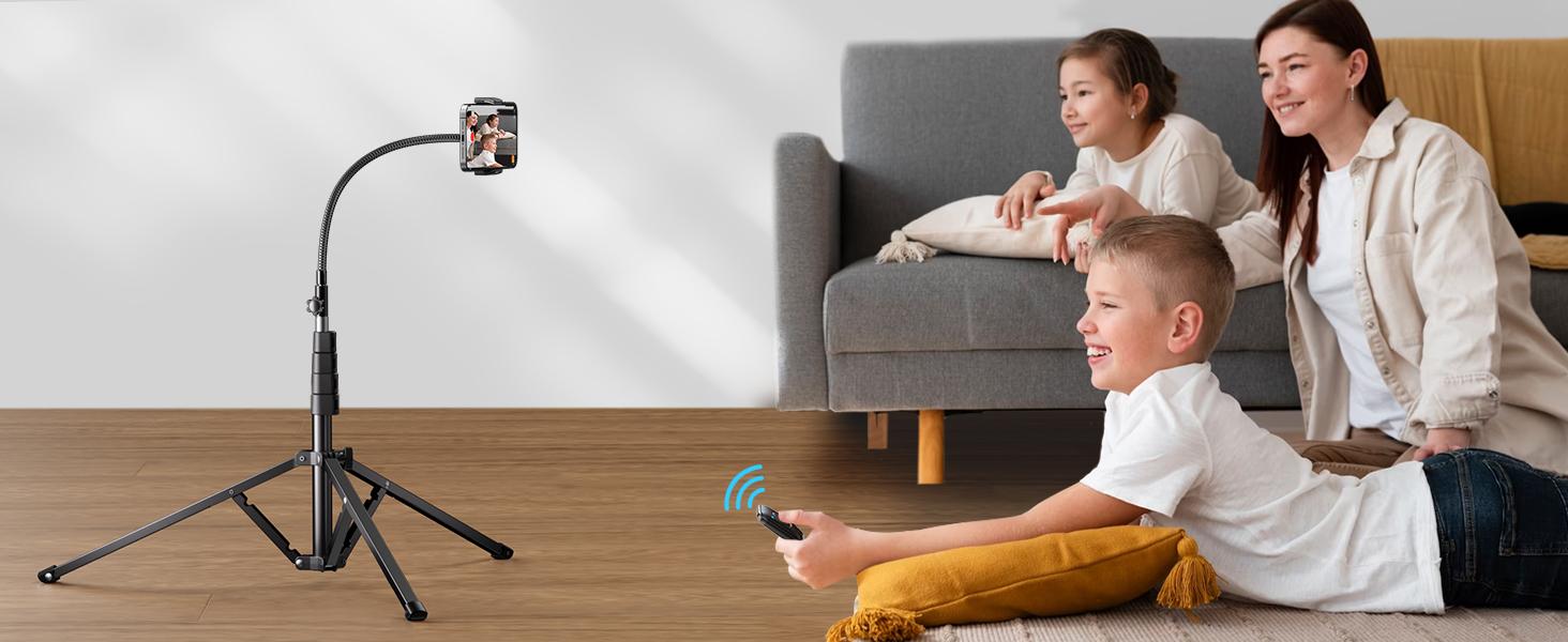 Weilisi Heavy Duty Tablet Tripod Stand 82” Tall, Floor Stand with Remote and Adjustable Gooseneck for Watching/Stream/Recording, Tripod for iPad Pro 12.9”/Kindle/iPhone, and All 4.5-13” Tablet/Phone (Best Gifts for Halloween & Christmas )