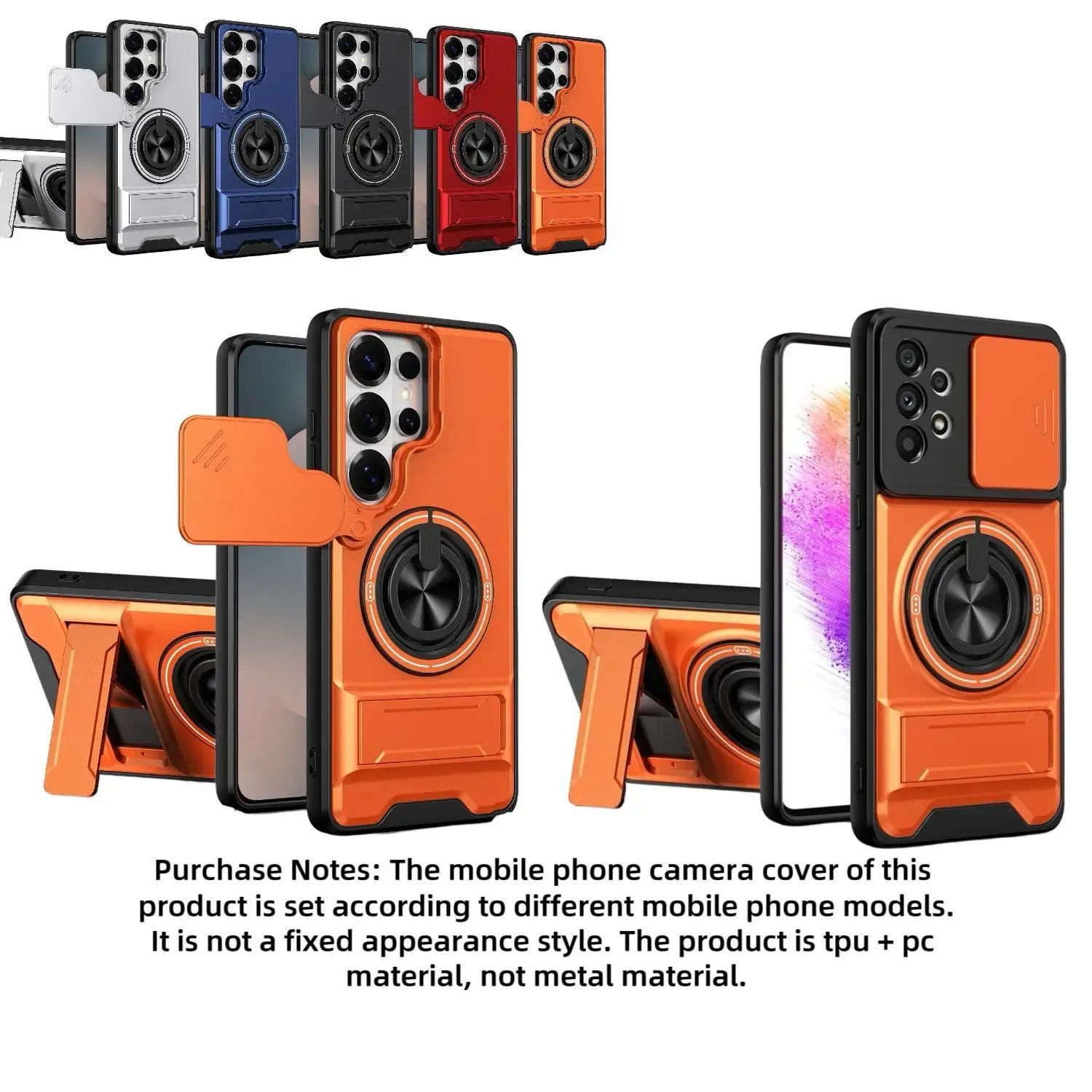 Rotating ring phone case, compatible with Samsung 26/25/24/23, high-end design, practical bracket case, TPU + PC armored case, with camera protective film, unisex, military-grade protective case