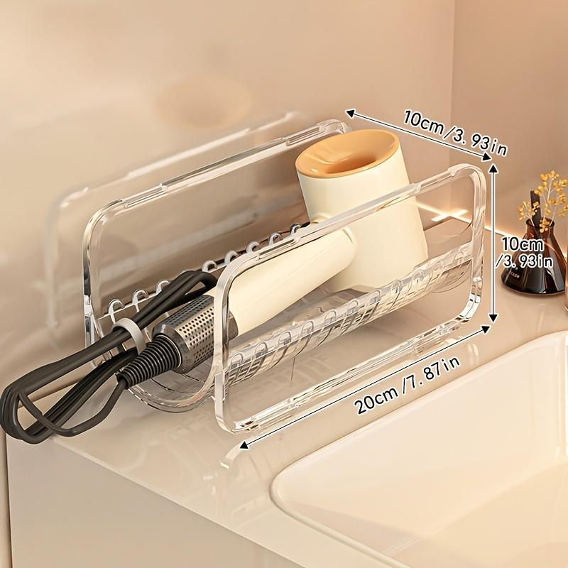 Transparent Acrylic Storage Rack, Stackable Design, Bathroom Organizer, Hair Tool Holder, Countertop Shelf, Practical Shelving Unit