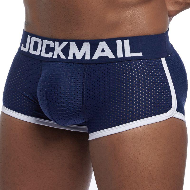 Boxer Mens Package and Butt Padded Underwear Enhancing Trunks Mesh Breathable with Hip-up Enhancing Removable Front and Hip Pads