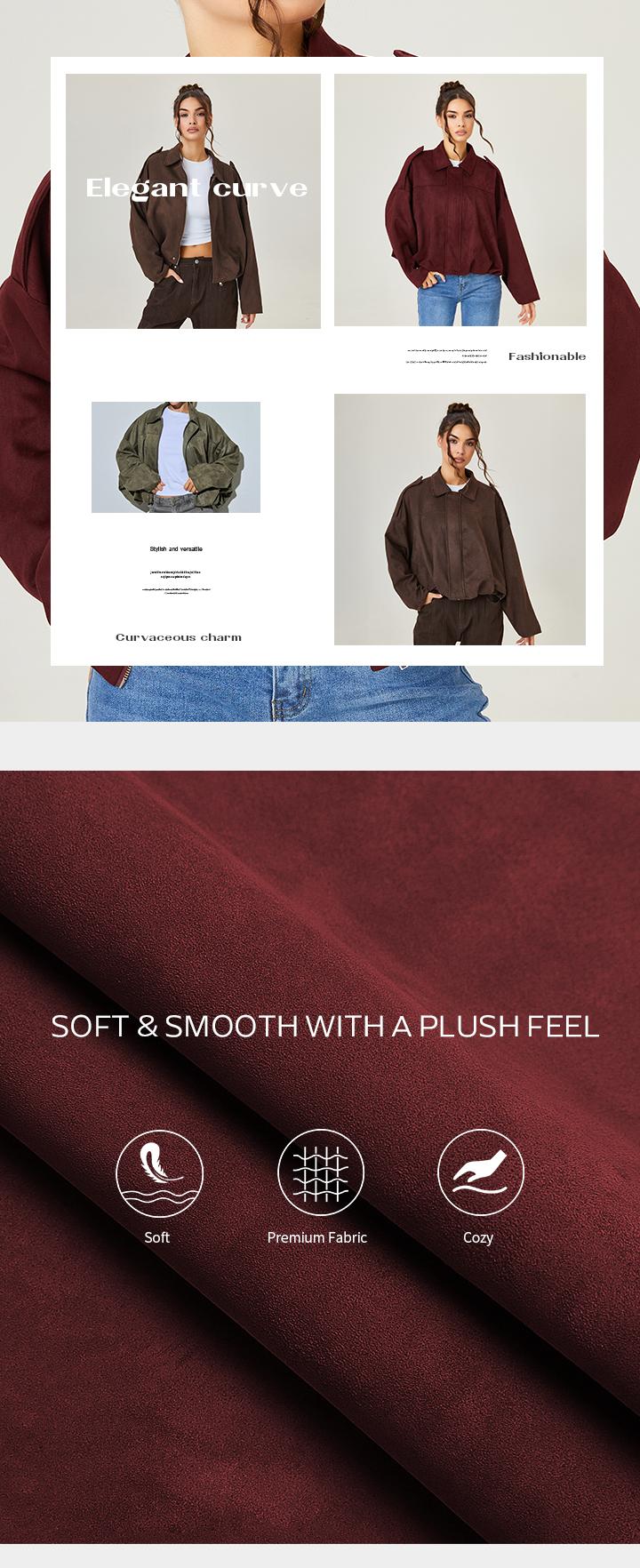 KatchMe Women's Winter Vintage Solid Color Collared Zipper Long Sleeve Jacket, Cozy Oversize Outerwear for Lady