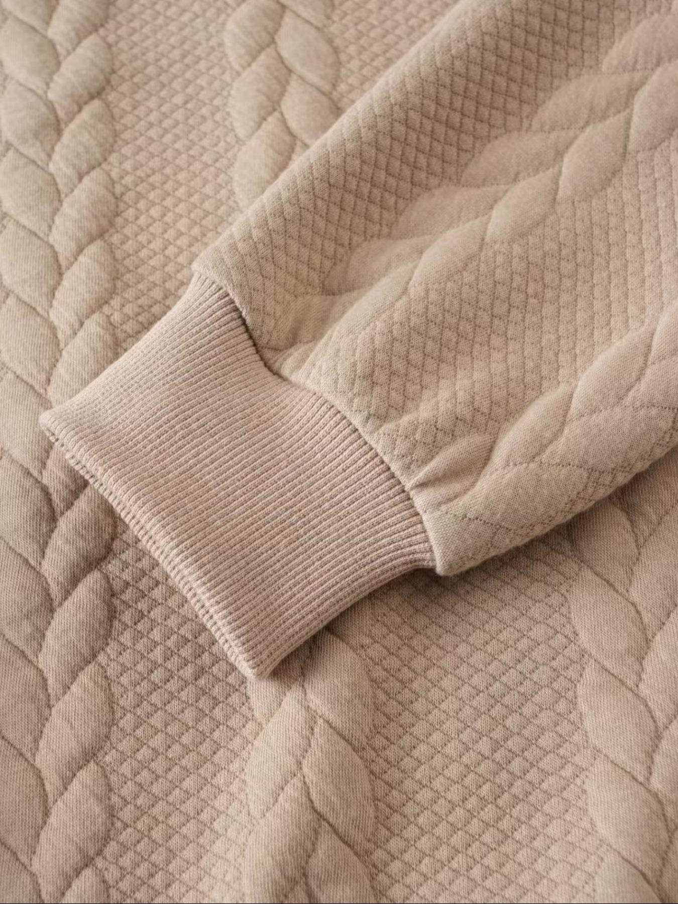 Men's Autumn Winter Cable Knit Quarter-Zip Sweater - Retro Polo Style with Textured Design, Half-Zip Collar for Casual & Smart-Casual Looks, Soft Fabric Ideal for Layering, Trending Men's Fashion Essential,