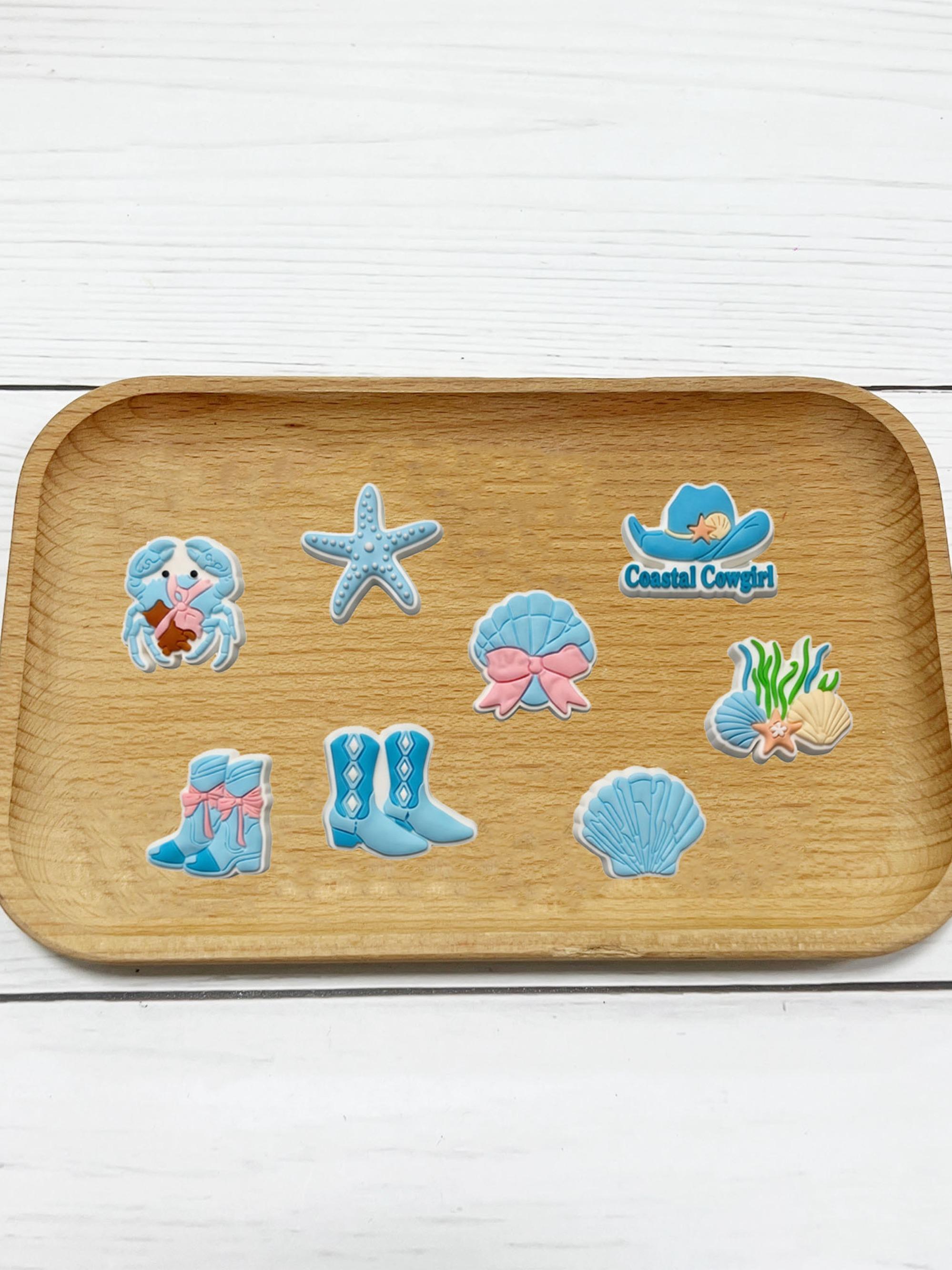 12 Pcs Blue Ocean Summer Series Shoe Accessories, Buckle Decor for Flat Shoes, High-Quality, Perfect Gift