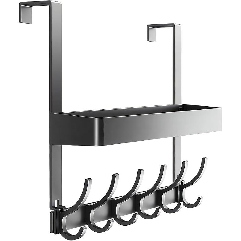 1 multifunctional over-the-door hook with storage rack - carbon steel material, wall-mounted storage rack for bedroom and bathroom