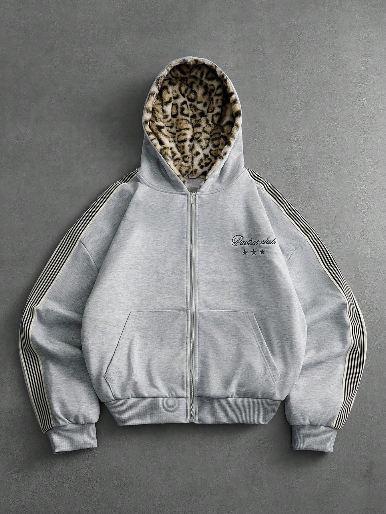 Unisex Leopard Hoodie, Casual Fitted Long Sleeve Pullover, Fall & Winter Essential, Comfortable Daily Wear