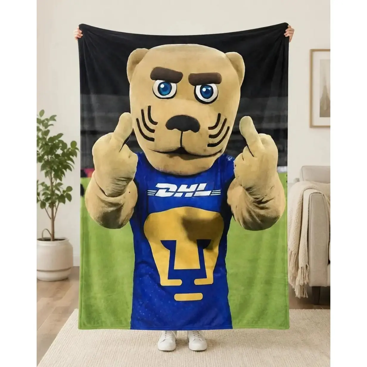 Pumas Mascot Themed Blanket Soft Warm Fan Essential for Game Nights Daily Use Stylish Sports Home Decor Mexican Football Fan Throw Blanket, Holiday Gift for Teens & Adults, Adult & Baby Blanket birthday gift