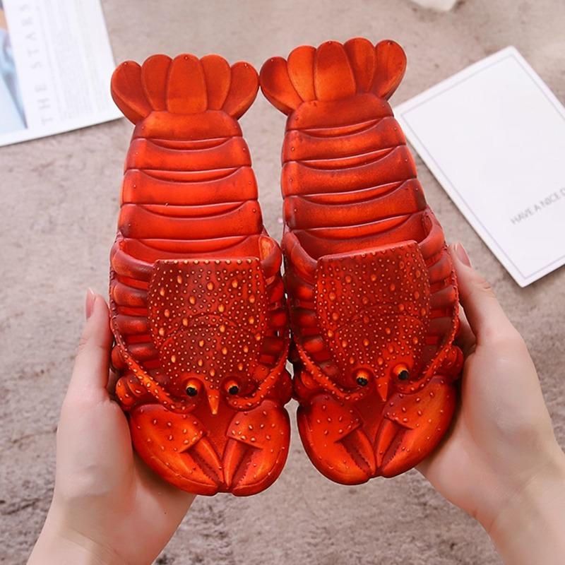 New Men's Lobster Design Slippers, Fun Slippers, Non-Slip Soft-Soled Slippers for Home, Bathroom, Outdoor, and Beach, Couple's Slippers