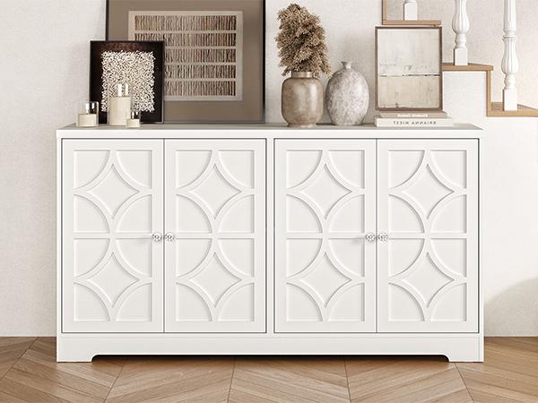 RoyalCraft Sideboard Buffet with 4 Doors, Mid-Century Sideboard Cabinet with Adjustable Shelves, Accent Cabinet for Entryway, Living Room, Dining Room