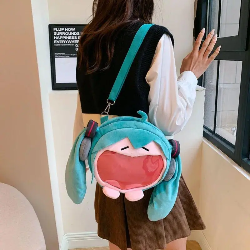 Cute Cartoon Hatsune Miku Shoulder Bag Large Capacity Portable Backpack Fashionable Versatile Anime Peripheral Practical Gift