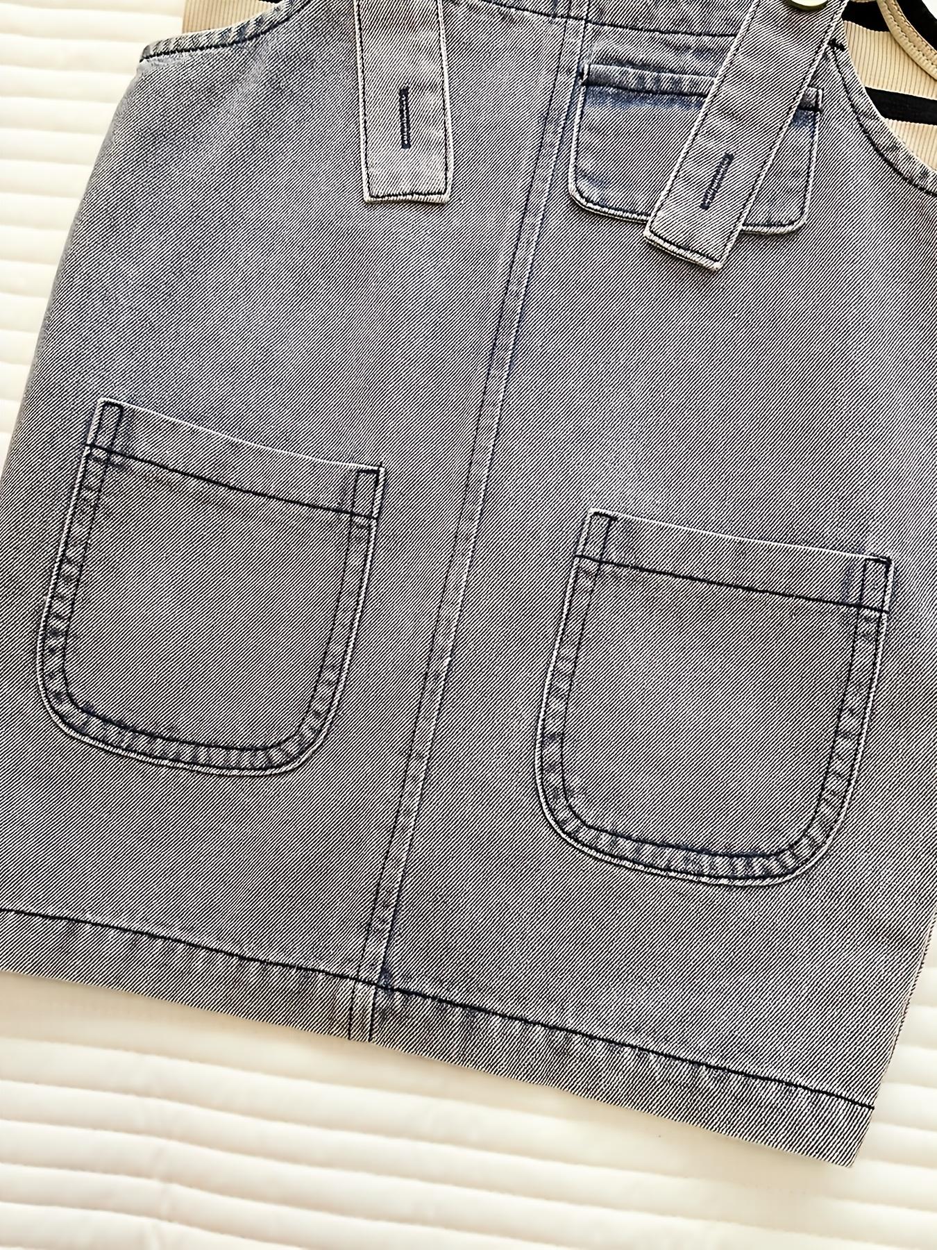 Girls' 2026 Summer New Korean Style Casual Polyester Mix Thin Stripe Print 2-Piece Set - Versatile Striped Vest, Denim Front Pinafore Dress