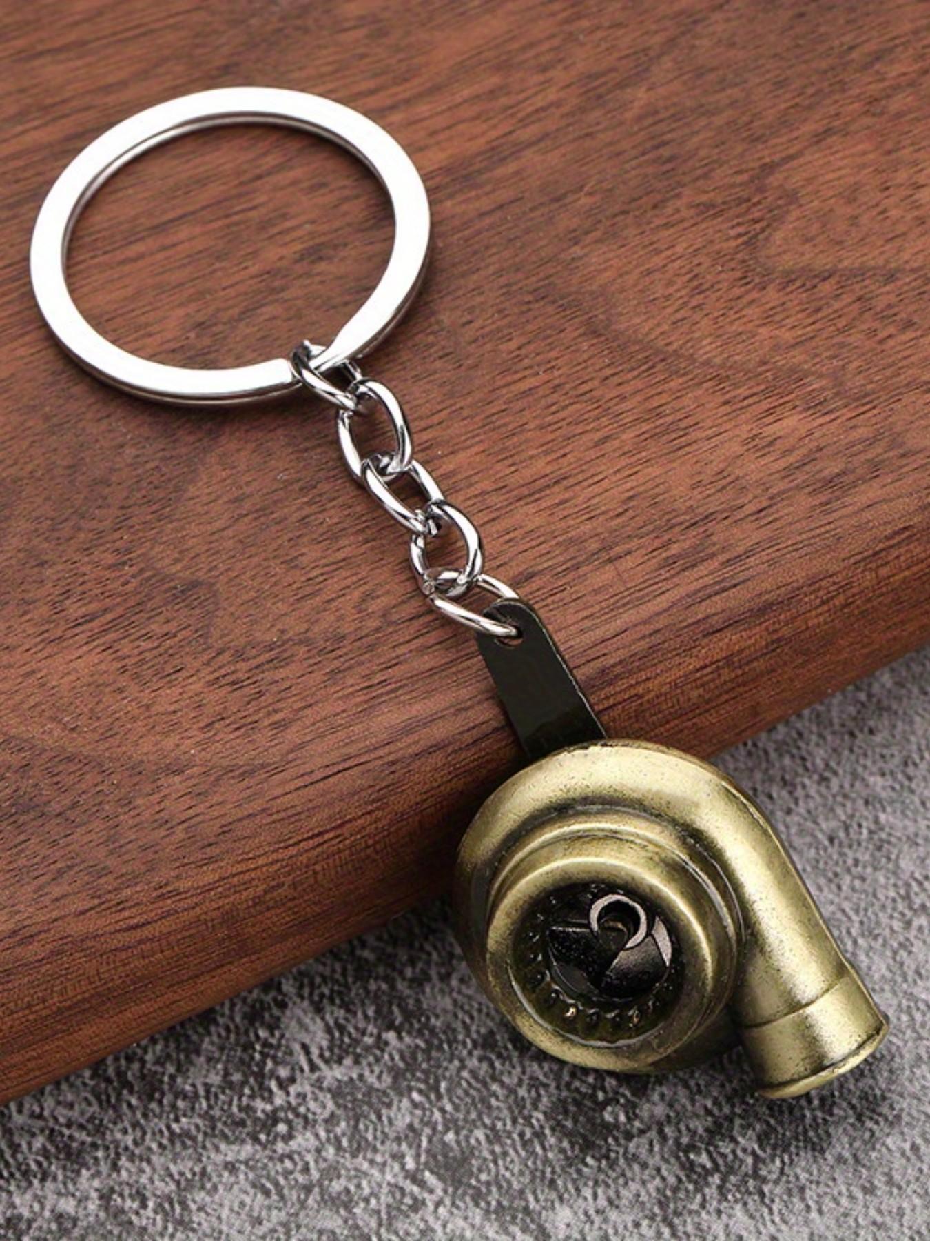 Turbocharger Keychain Set, 2 Zinc Alloy Street Style Car Accessories, Metal Key Ring with Waist Chain, Automotive Modification Parts