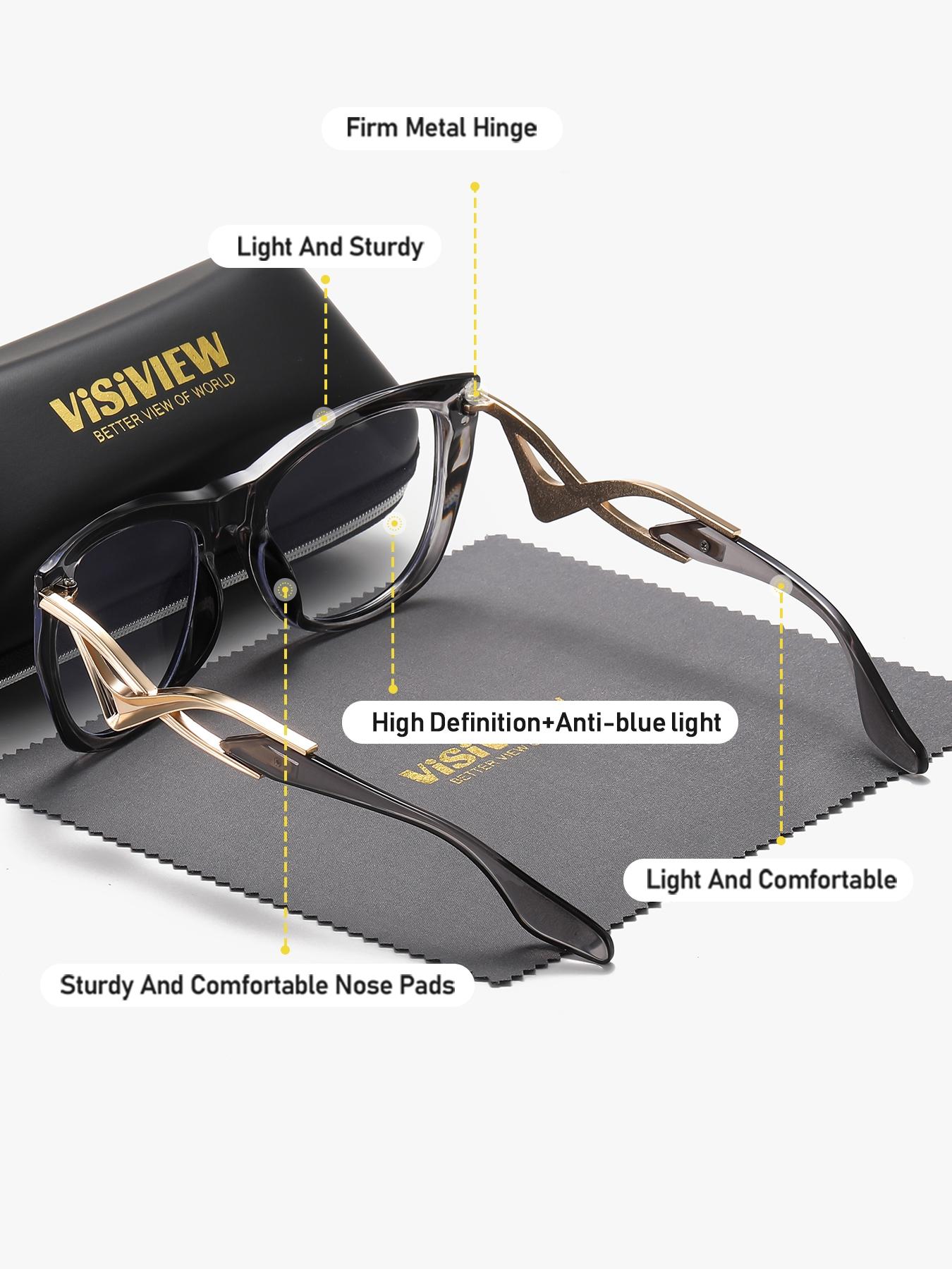 1 Pair Visiview Unisex Cat Eye Full Frame Glasses, Cat-Eye 