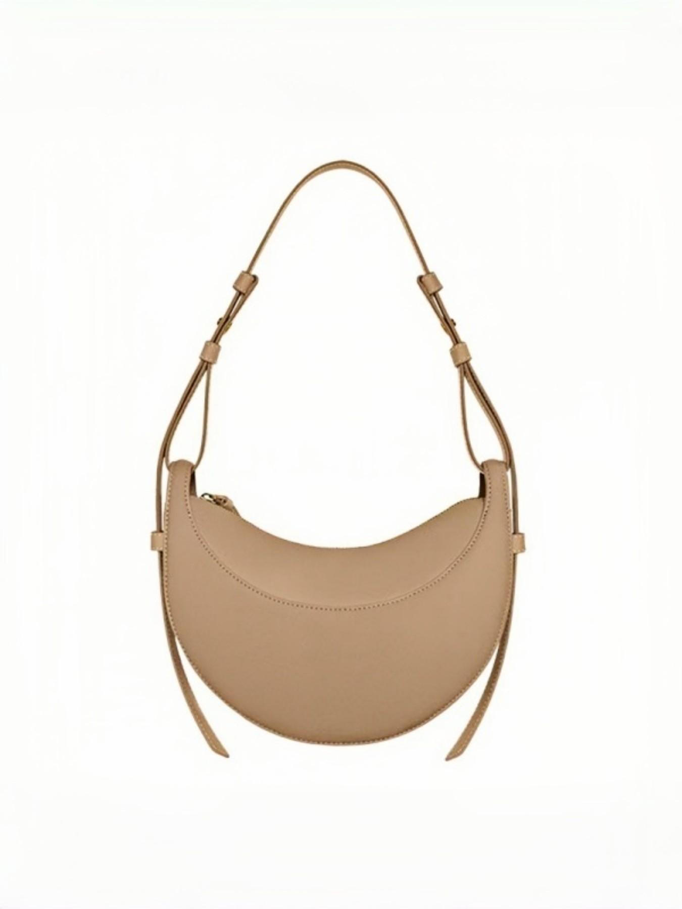 Style Unique Design Half Circle Bag, Minimalist Crescent Saddle Bag, Soft Leather Texture, Crossbody or Underarm, Women's Bag